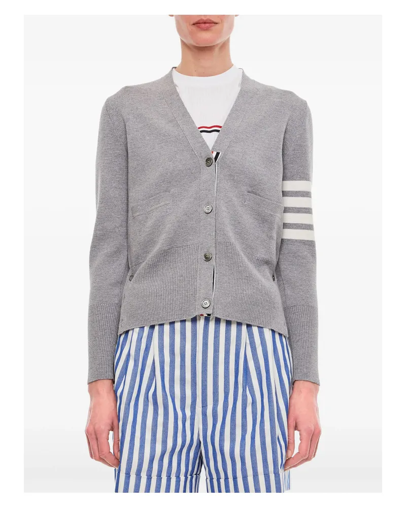 Thom Browne 4-Bar Milano Stitch Cardigan Grey