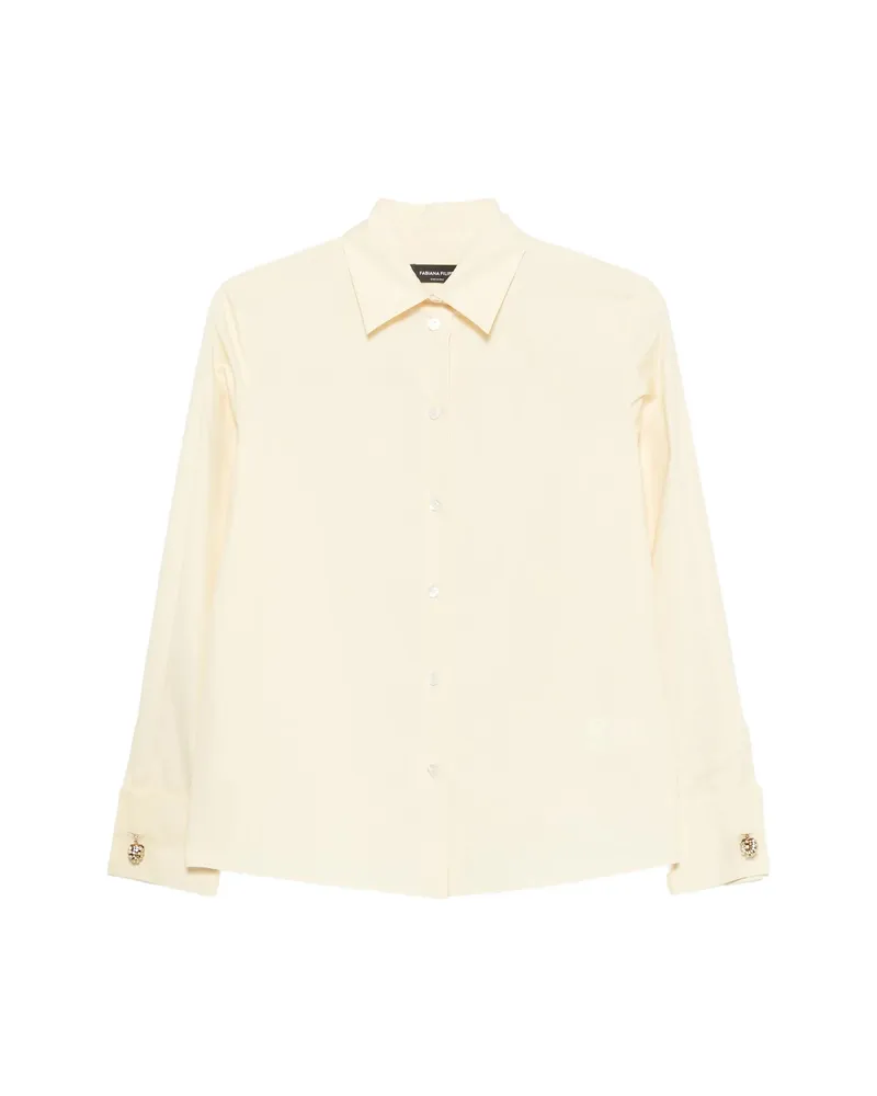 Fabiana Filippi Embellished-cuff Long-sleeve Shirt Neutrals