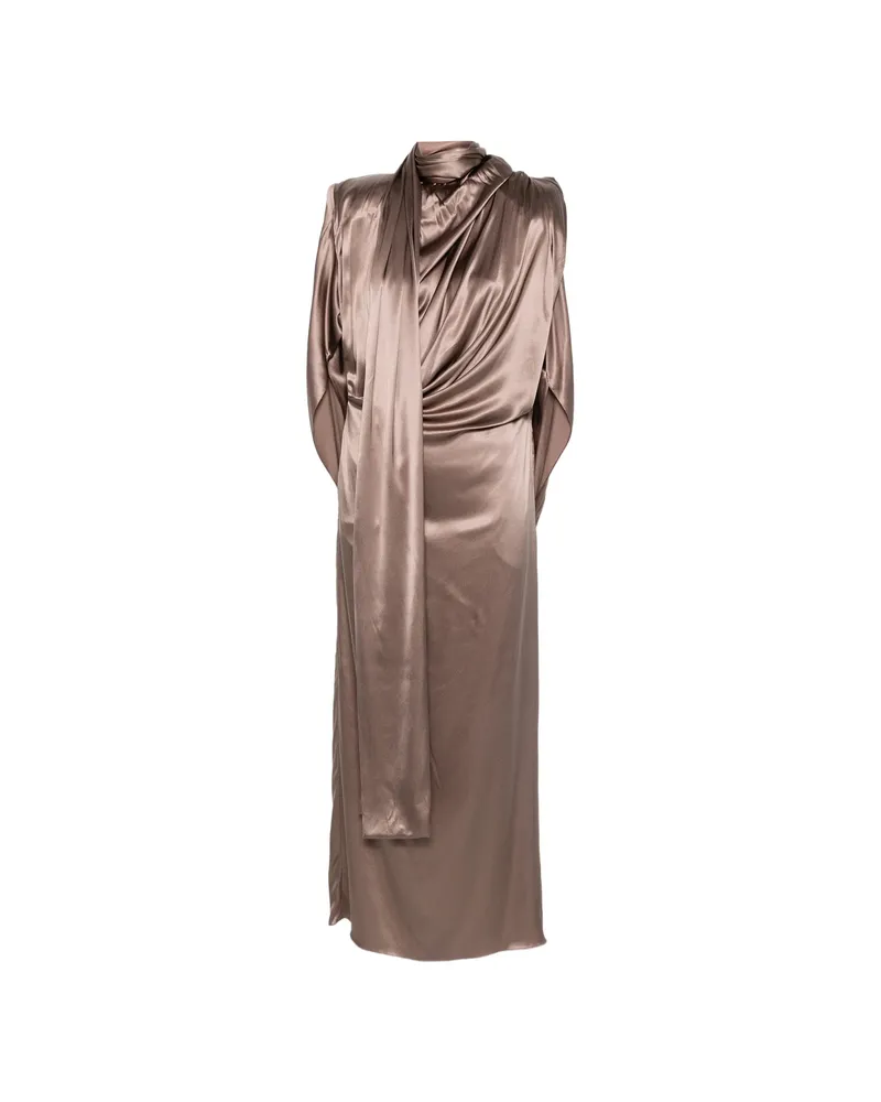 Thierry Mugler Draped Midi Dress Brown