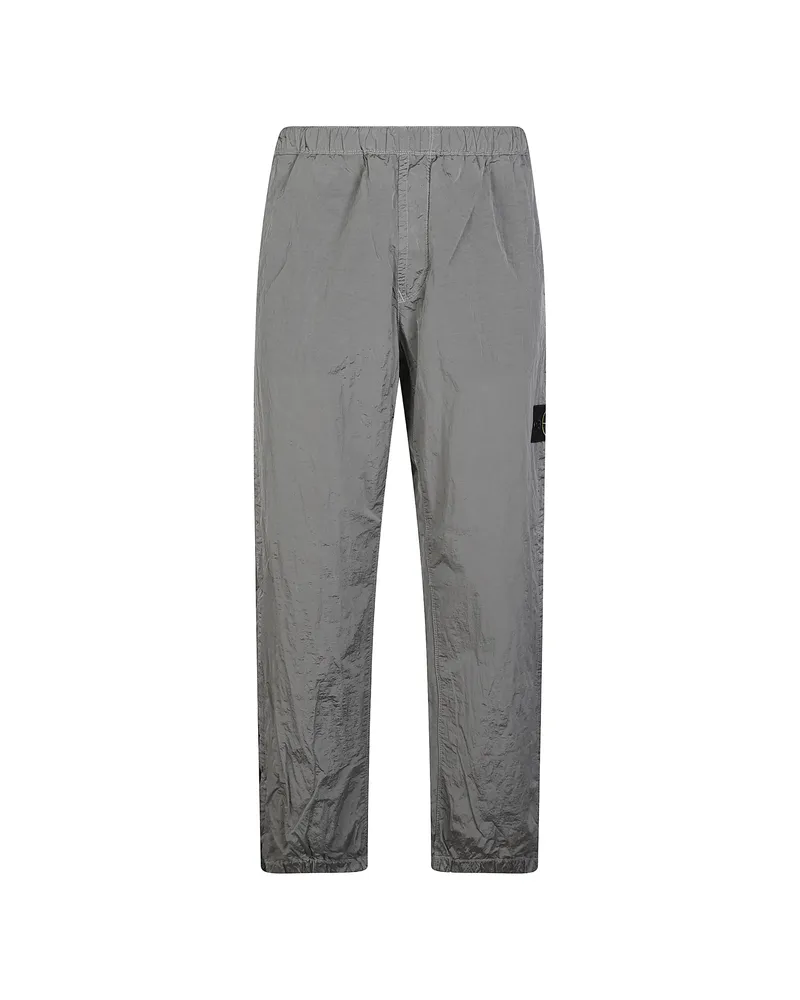 Stone Island Logo-patch Crinkled Trousers Grey