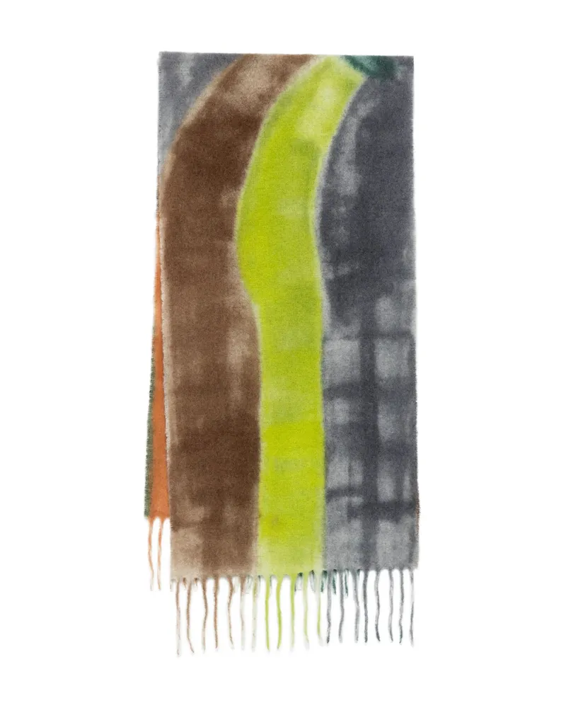 Altea Abstract-print Fringed Scarf Grey