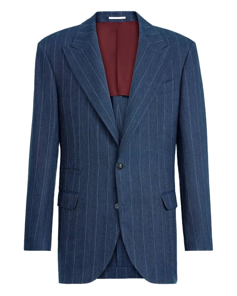 Brunello Cucinelli Chalk-stripe Blazer Blue