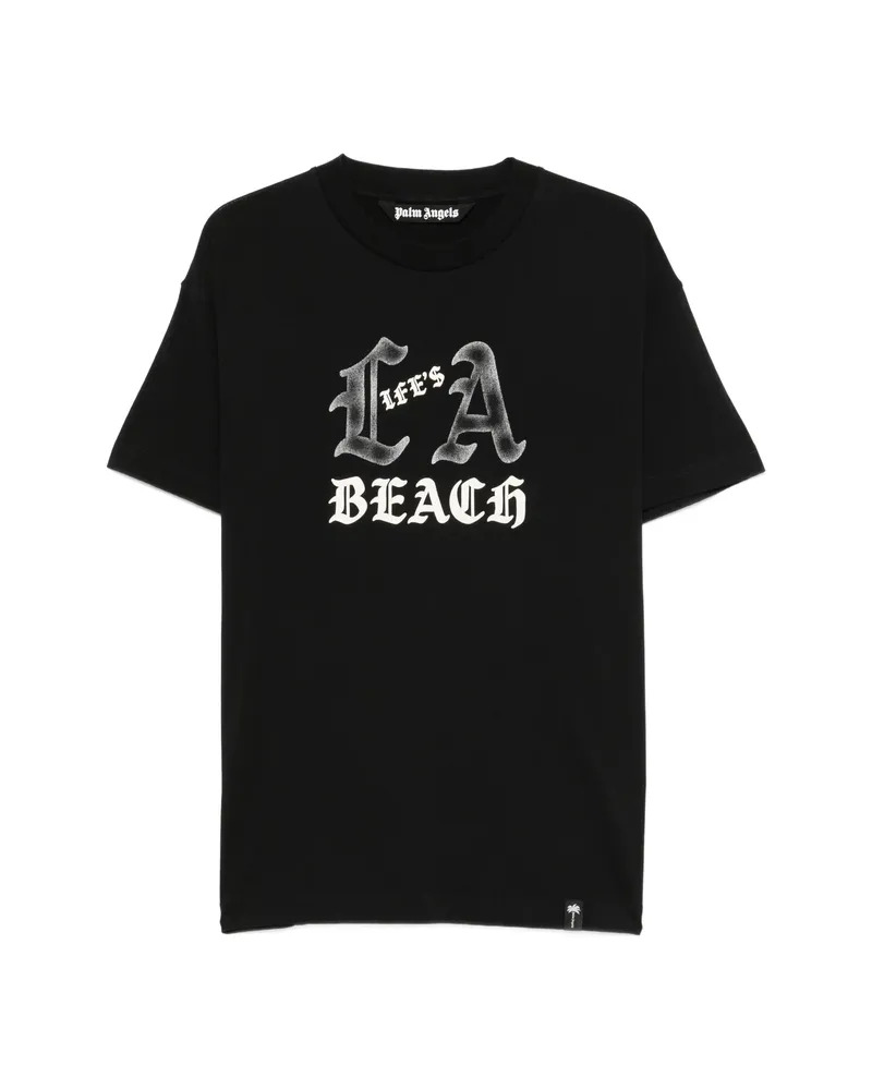 Palm Angels Life's A Beach Graphic-print T-shirt Black