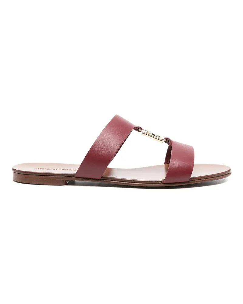 Dolce & Gabbana Leather Logo-plaque Sandals Red