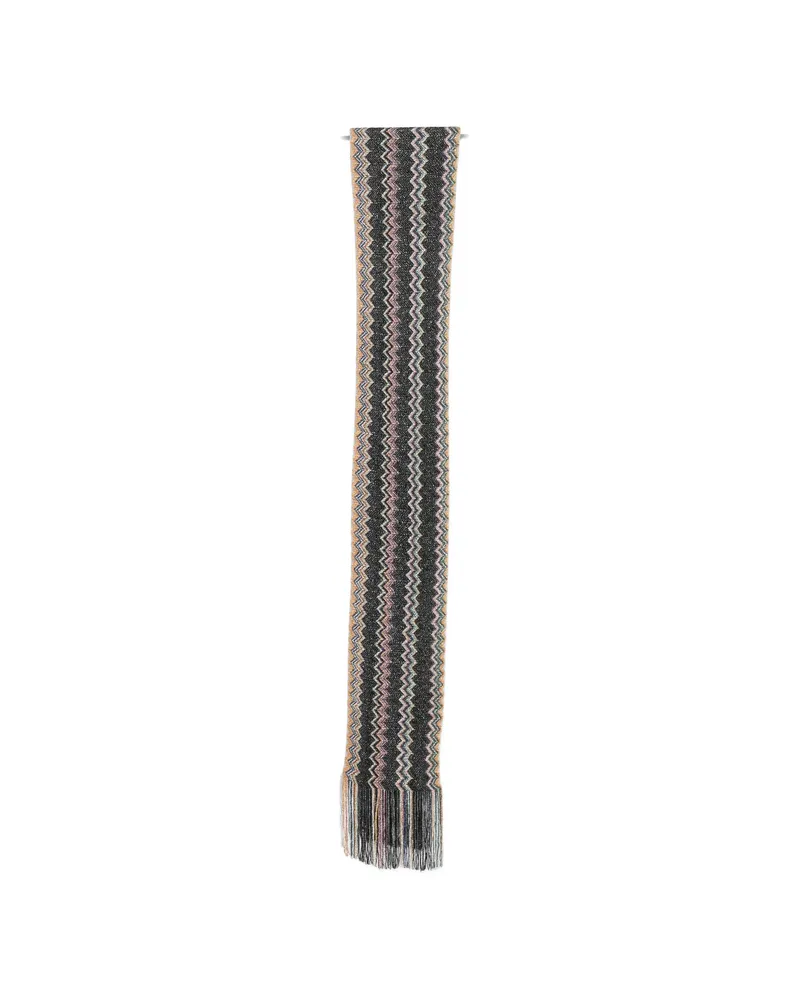 Missoni Zigzag-knit Fringed Scarf Black