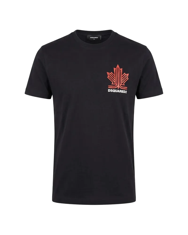 Dsquared2 Ski Leaf Logo-print Cotton T-shirt Black