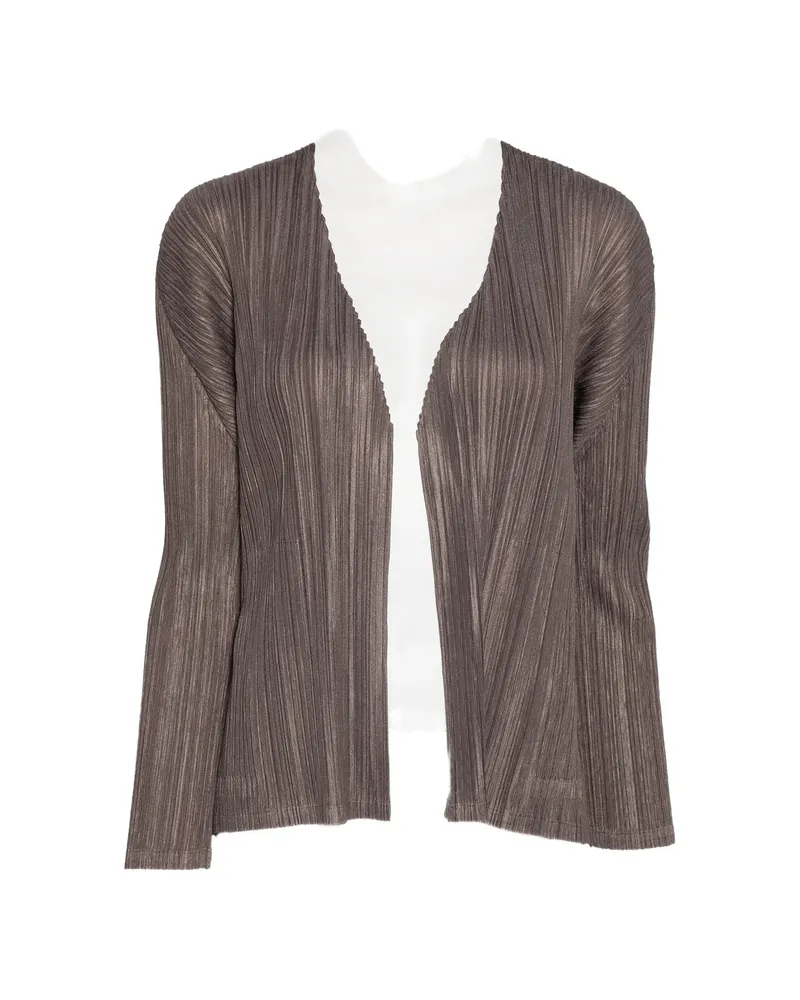 Issey Miyake Pleated Long-sleeve Cardigan Grey