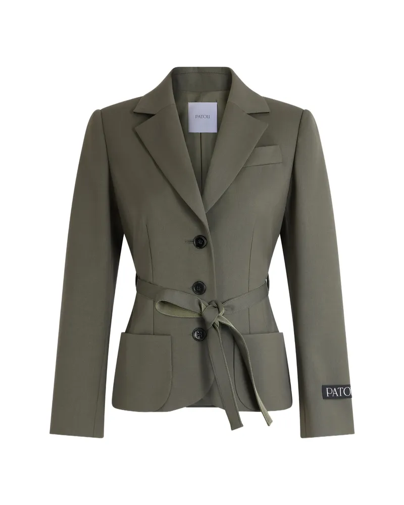 Patou Belted Single-breasted Blazer Green