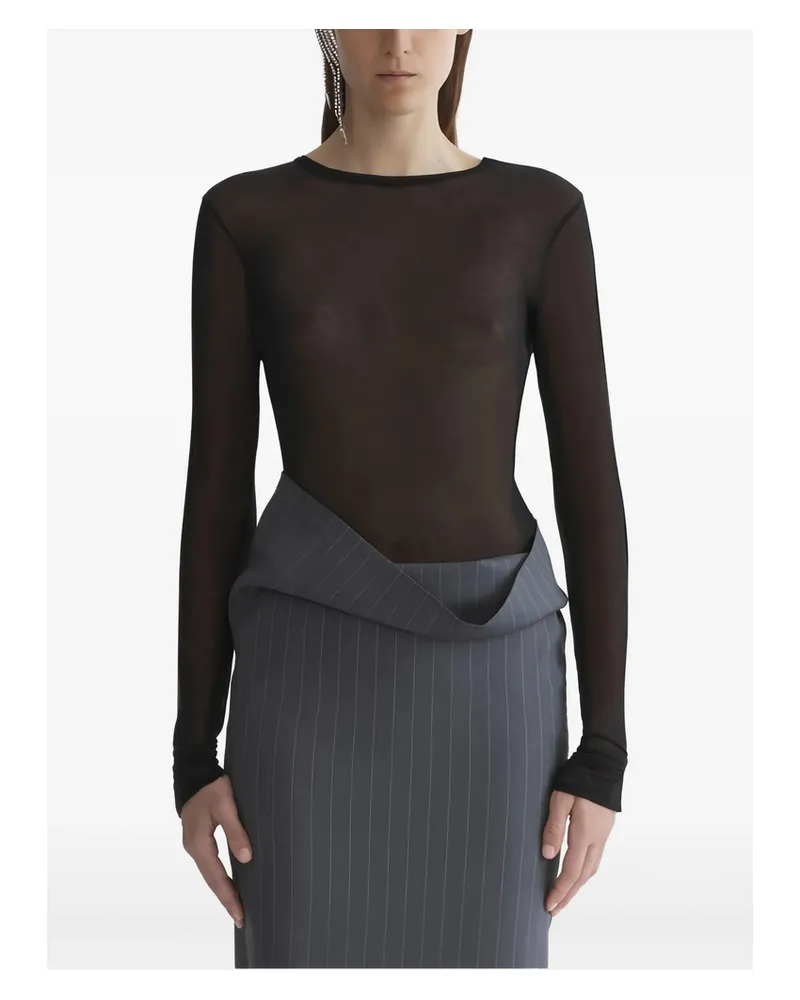 Thierry Mugler Long-sleeved Sheer Top Black