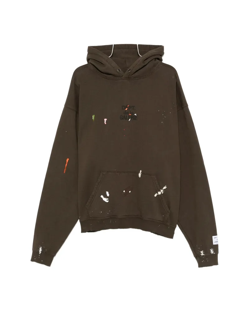 GALLERY DEPT. Paint-splatter Hooded Sweatshirt Brown