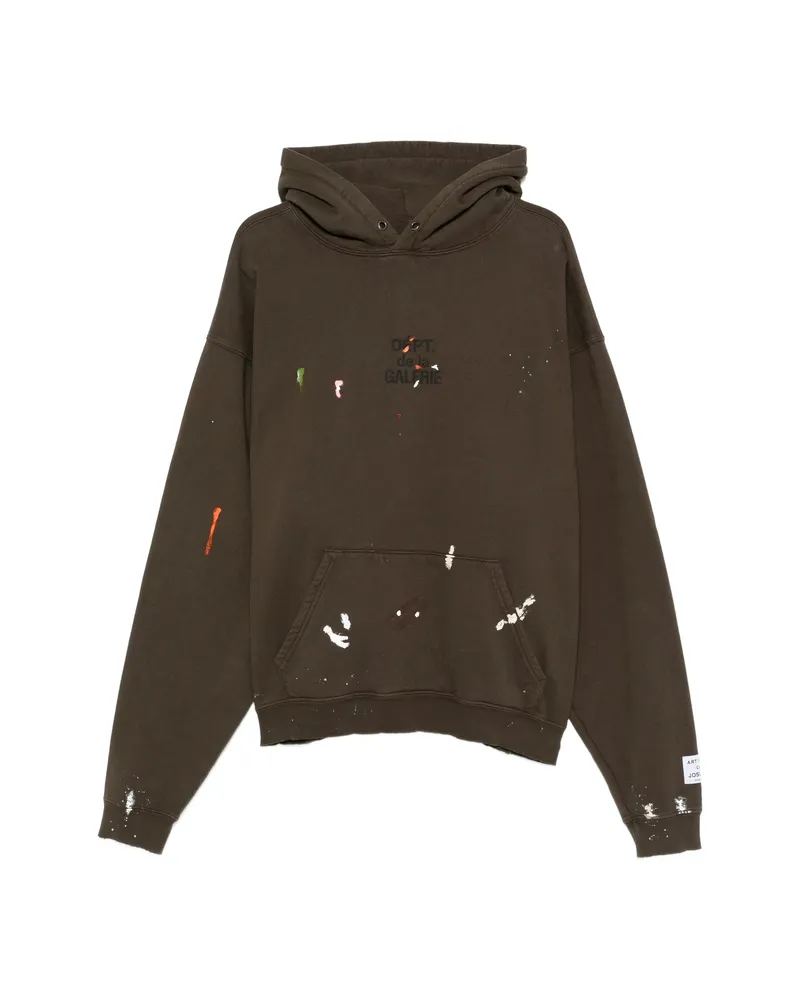 GALLERY DEPT. Paint-splatter Hooded Sweatshirt Brown