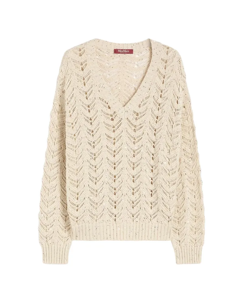 Max Mara Openwork V-neck Sweater Neutrals