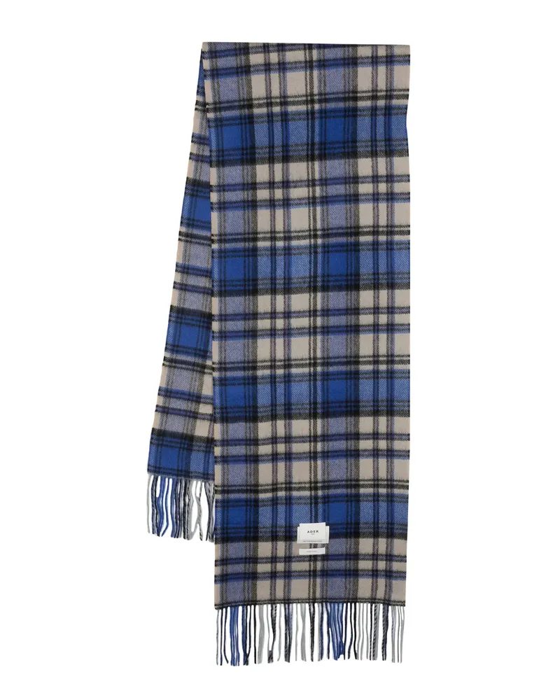 Adererror Check-pattern Wool Scarf Blue