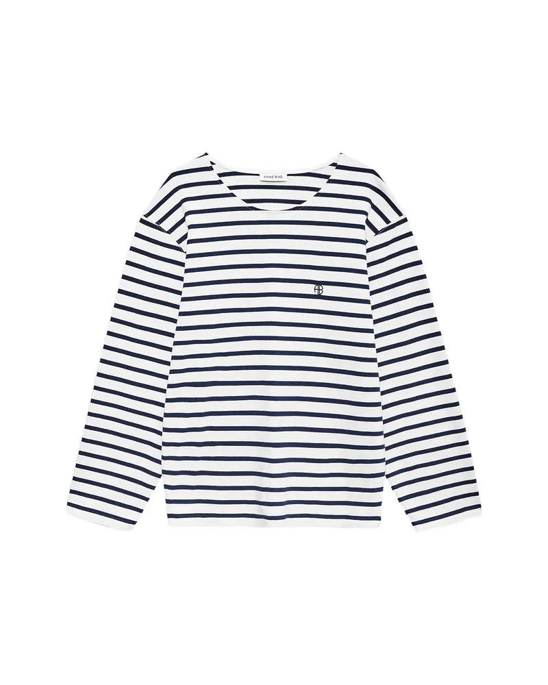 Anine Bing Striped-pattern Long-sleeved T-shirt White