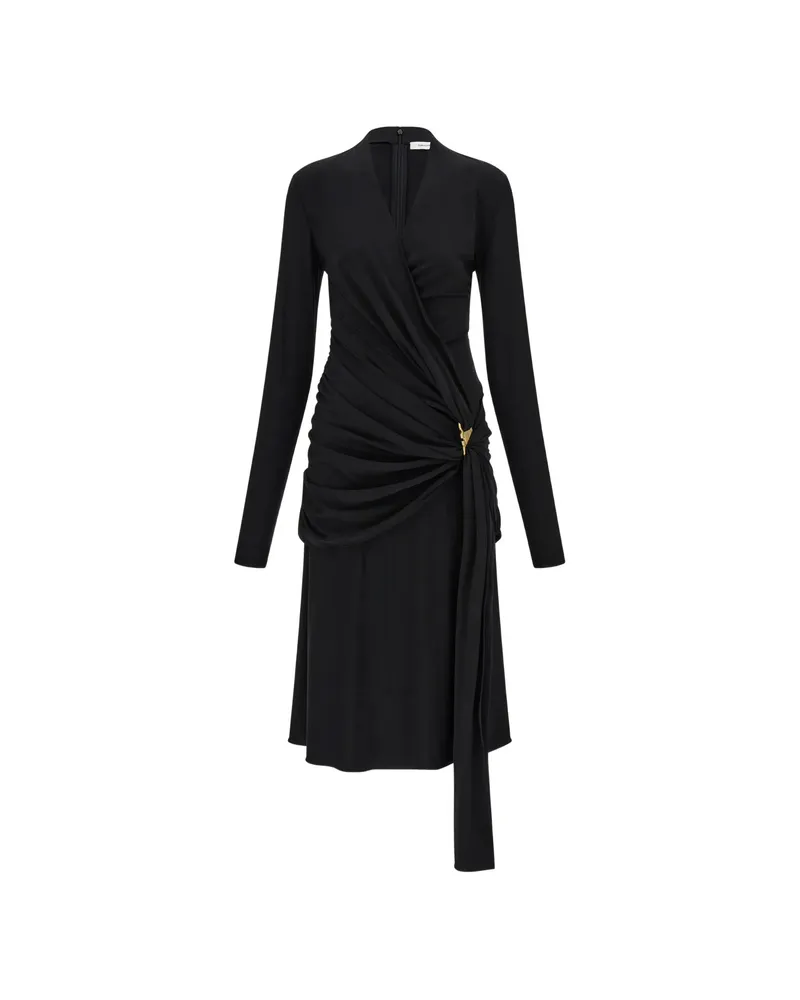 Ferragamo Viscose Dress With Gathered Waist Black