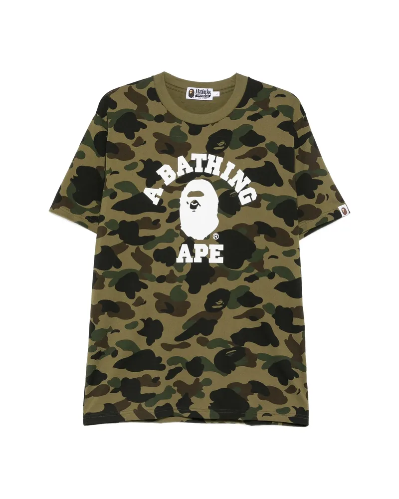 BAPE A Bathing Ape Camouflage-print Logo-print T-shirt Green