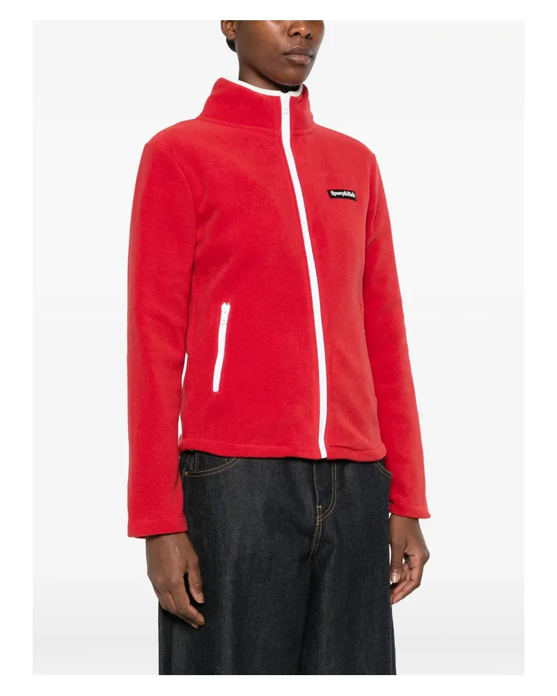 SPORTY & RICH Ezia Logo-patch Zip-up Cardigan Red