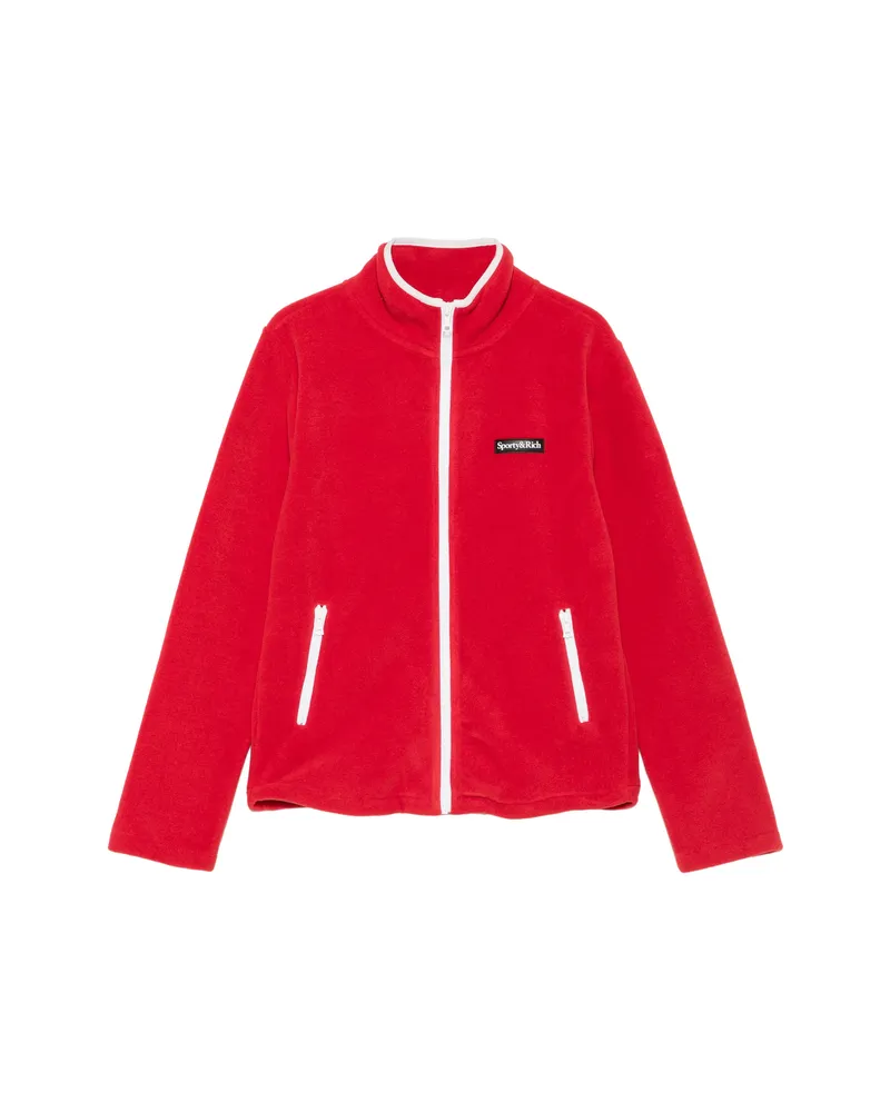 SPORTY & RICH Ezia Logo-patch Zip-up Cardigan Red