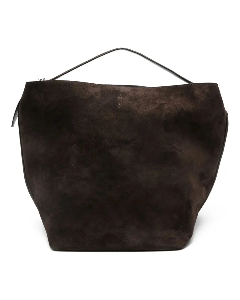 Totême Suede Belted Tote Bag Brown