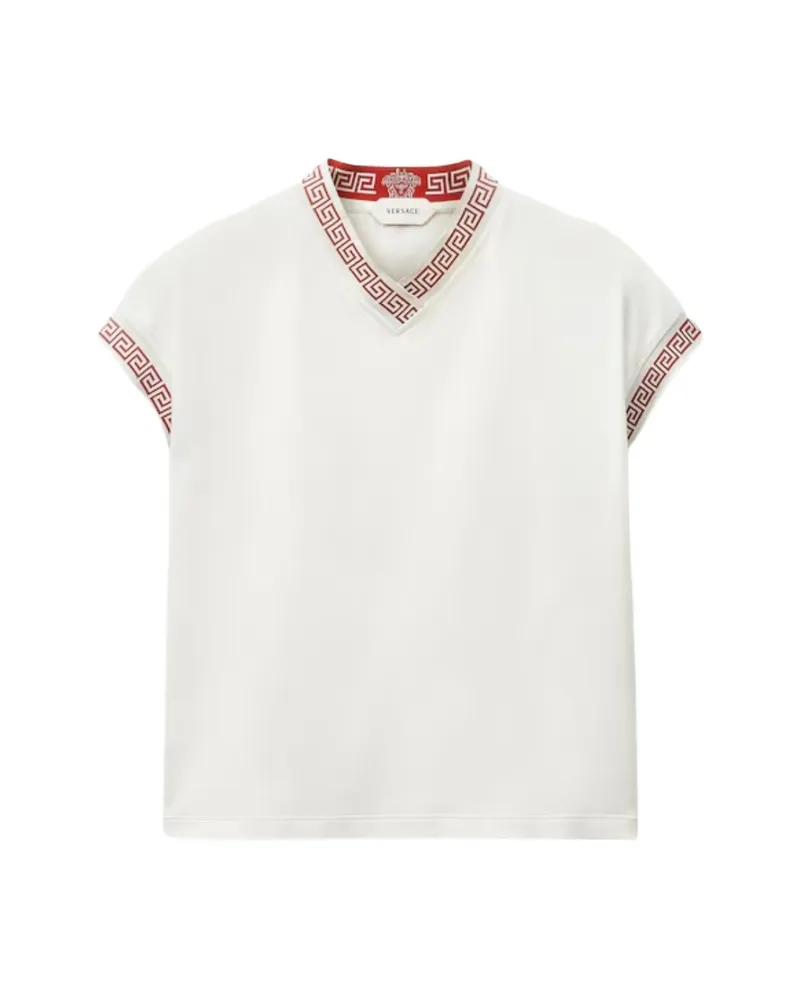 Versace Jacquard Stretch Cotton-jersey T-shirt White