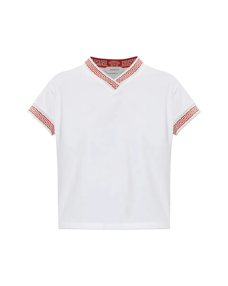 Versace Greca-trim V-neck T-shirt White