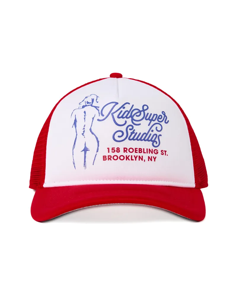 KidSuper Printed Trucker Hat Red