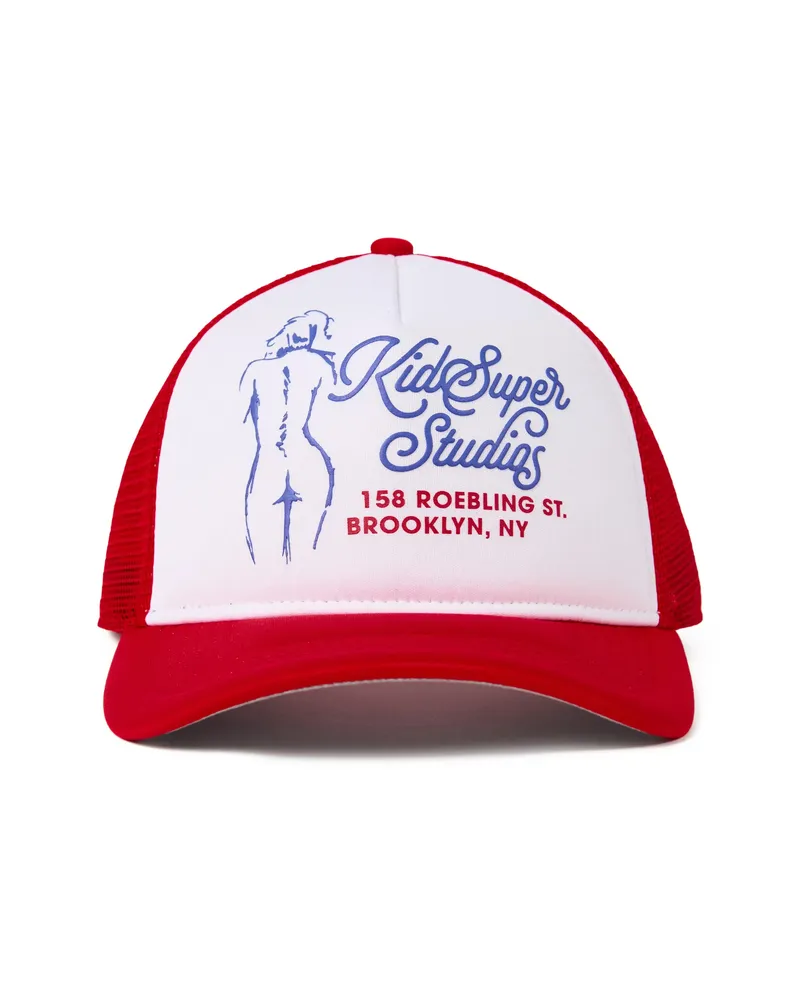 KidSuper Printed Trucker Hat Red