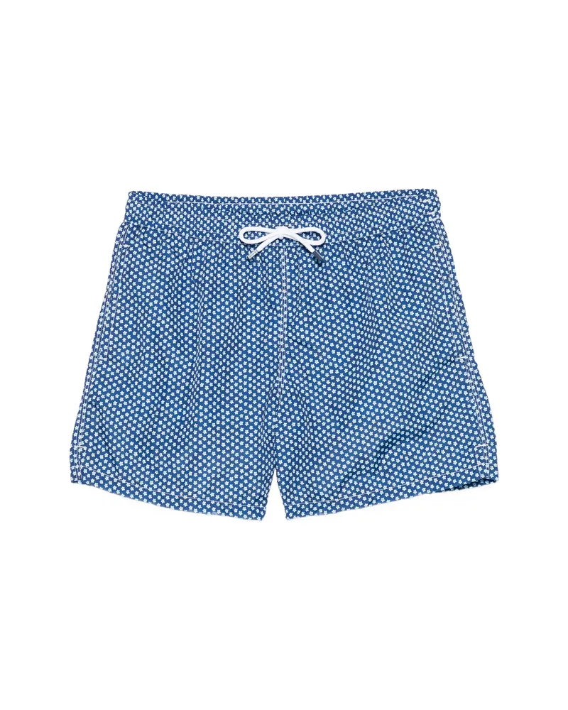 Fedeli Floral Print Swim Shorts Blue