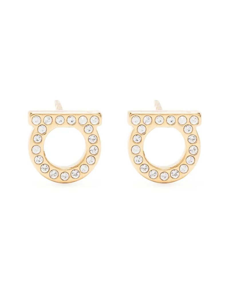 Ferragamo Gancini Embellished Earrings Gold