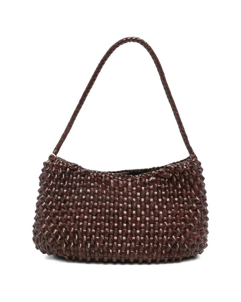 Dragon Diffusion Basil Cactus Woven-leather Shoulder Bag Brown