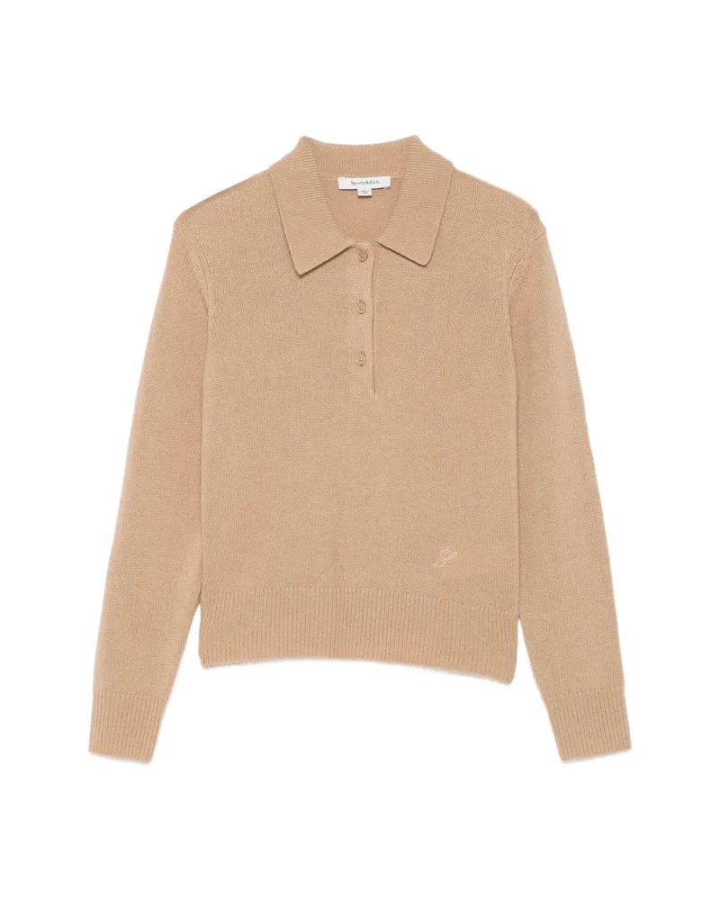 SPORTY & RICH Izar Ribbed-knit Polo Shirt Brown