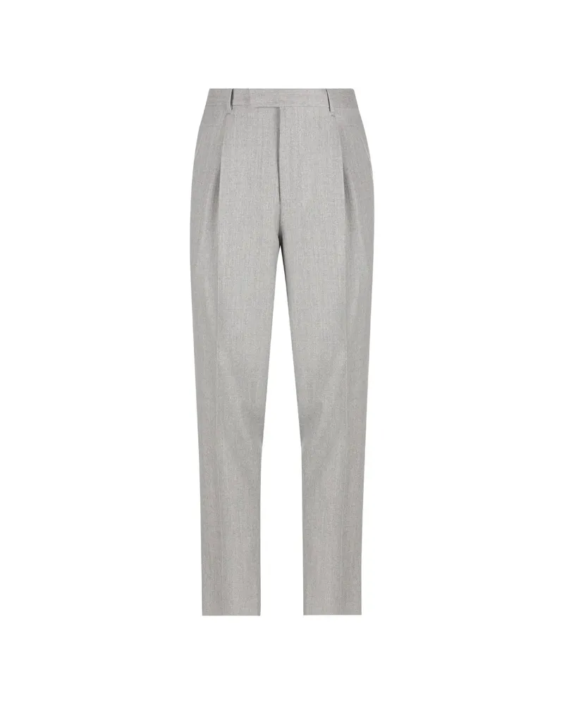 Ermenegildo Zegna Pleated Tapered Trousers Grey