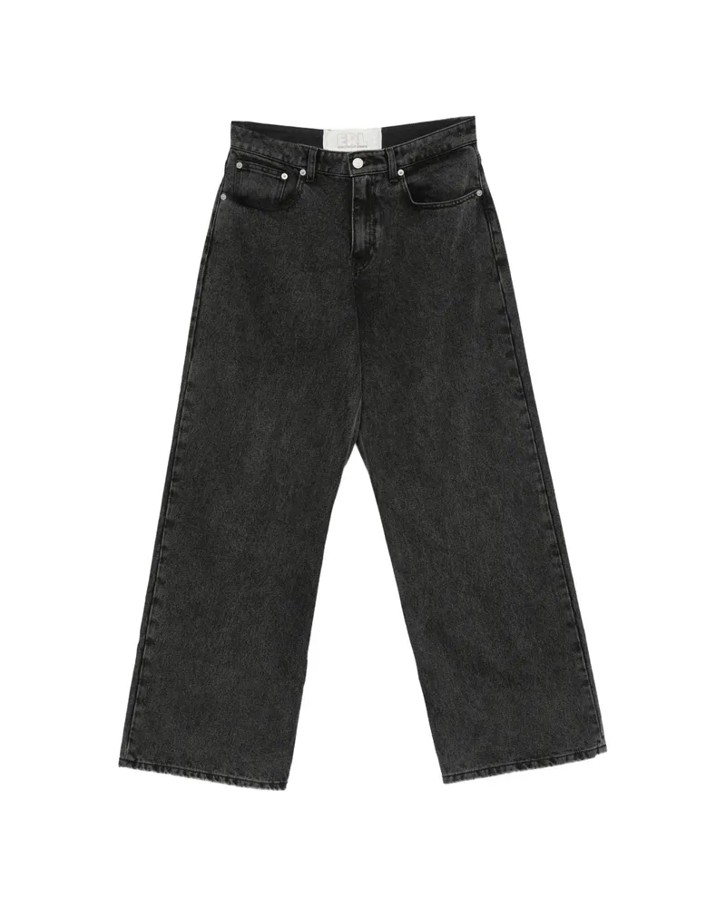 ERL Embroidered-logo Wide-leg Jeans Black