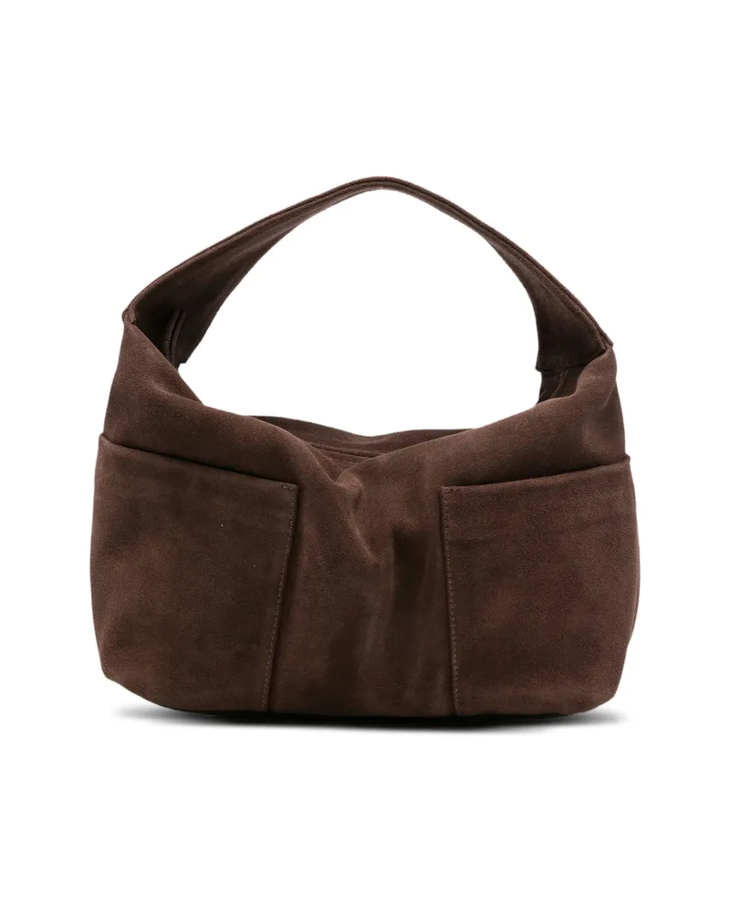 GIMAGUAS Suede Slip-pocket Tote Bag Brown