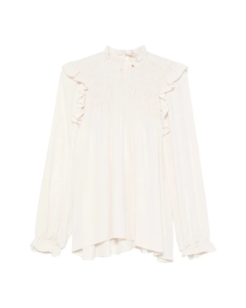 forte_forte Ruffled Smocked Blouse Neutrals