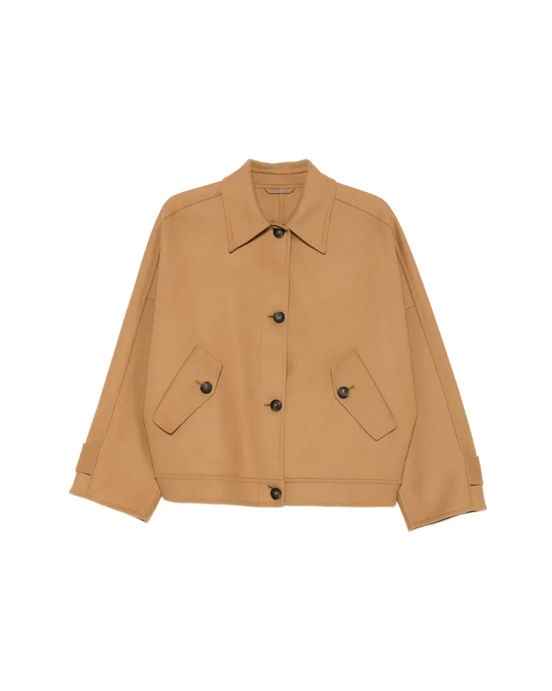 Closed Flap-pocket Buttoned Jacket Neutrals