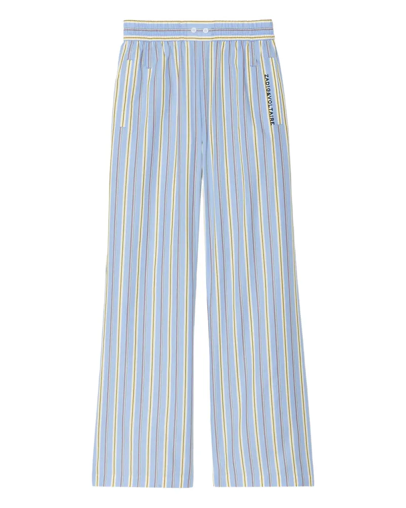 Zadig & Voltaire Logo-detail Striped Trousers Blue