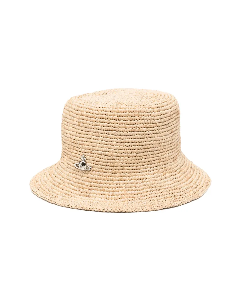 Vivienne Westwood Orb Raffia Bucket Hat Neutrals