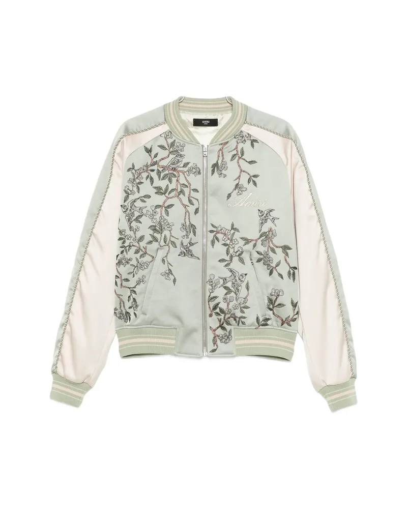 Amiri Floral-embroidered Bomber Jacket Green