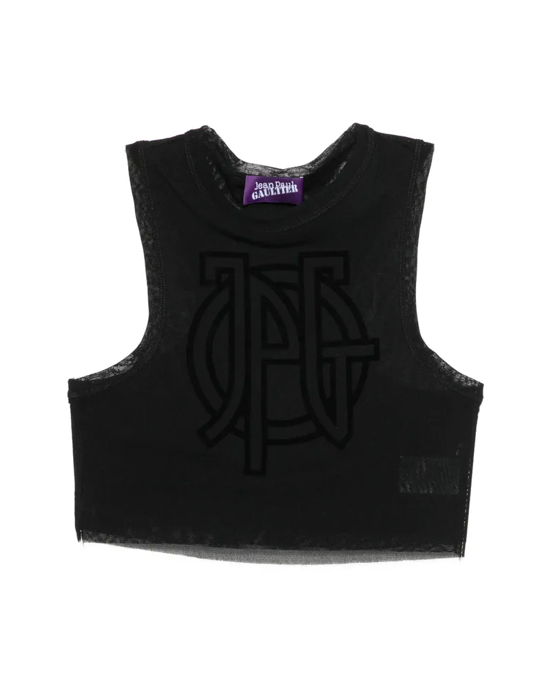 Jean Paul Gaultier Logo-detail Cropped Top Black