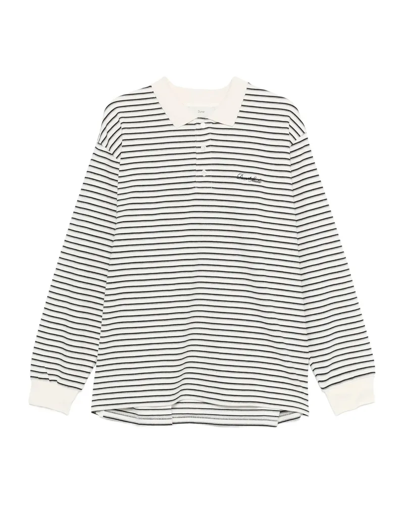 Dunst Striped Long-sleeve Polo Shirt White