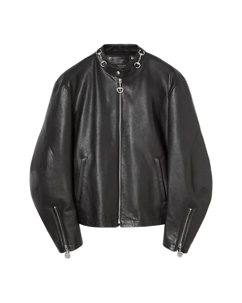 Gucci Horsebit Leather Jacket Black
