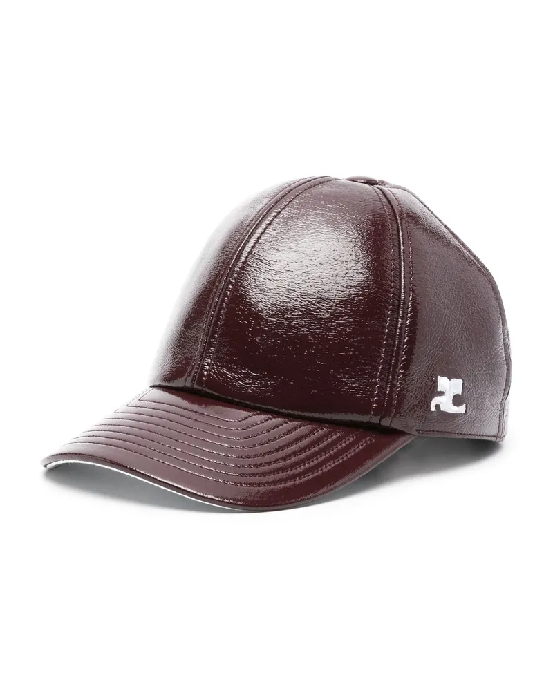 Courrèges Logo-embroidered Patent Cap Red