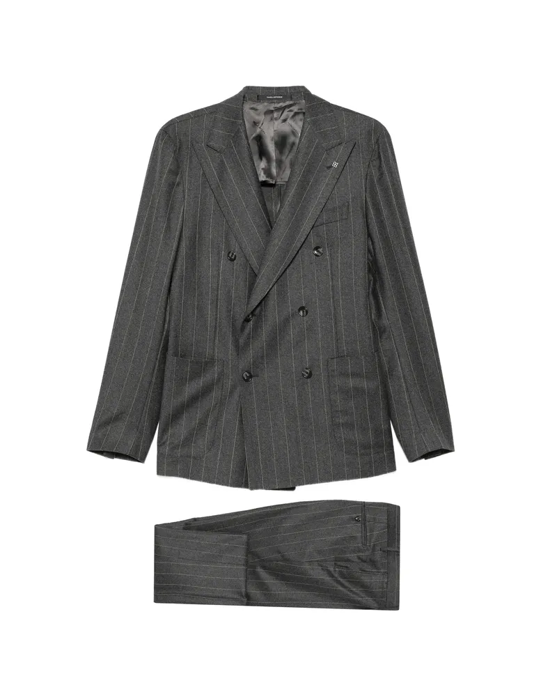 Tagliatore Stripe-pattern Double-breasted Suit Grey