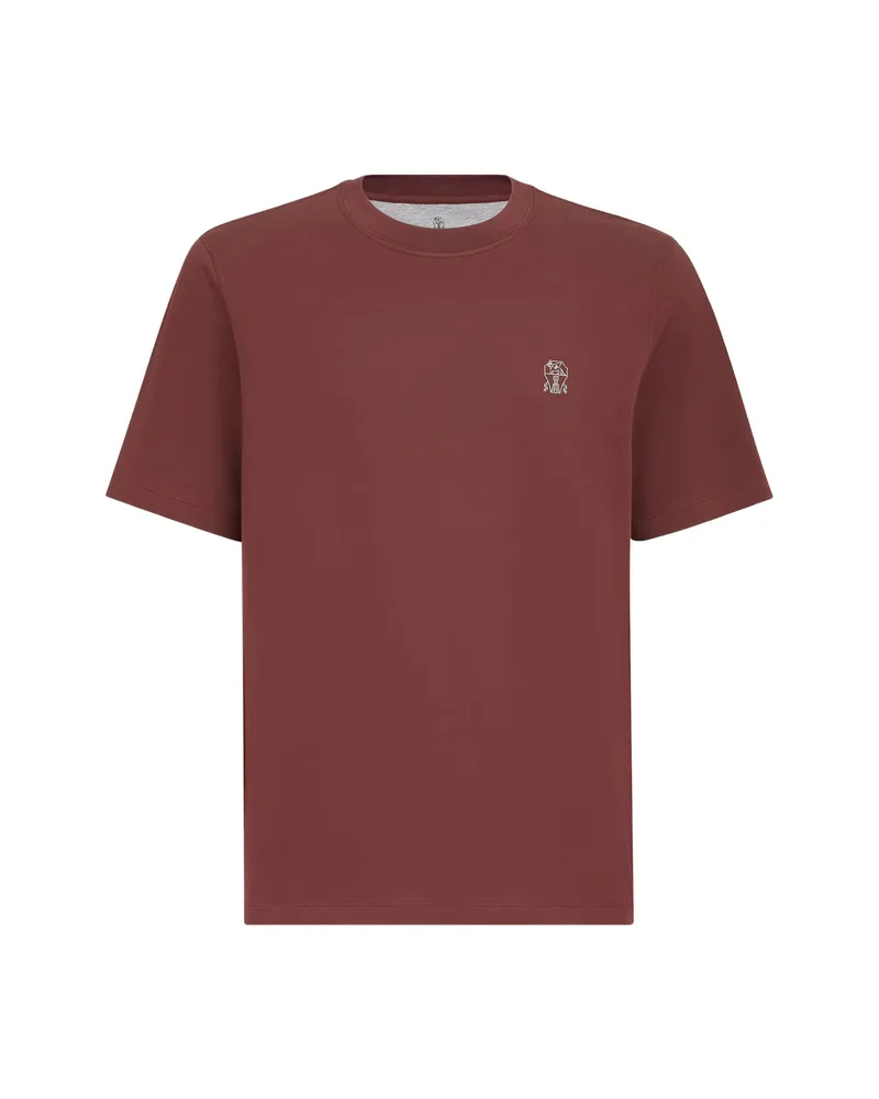 Brunello Cucinelli Cotton Jersey Crew-neck T-shirt With Logo Red