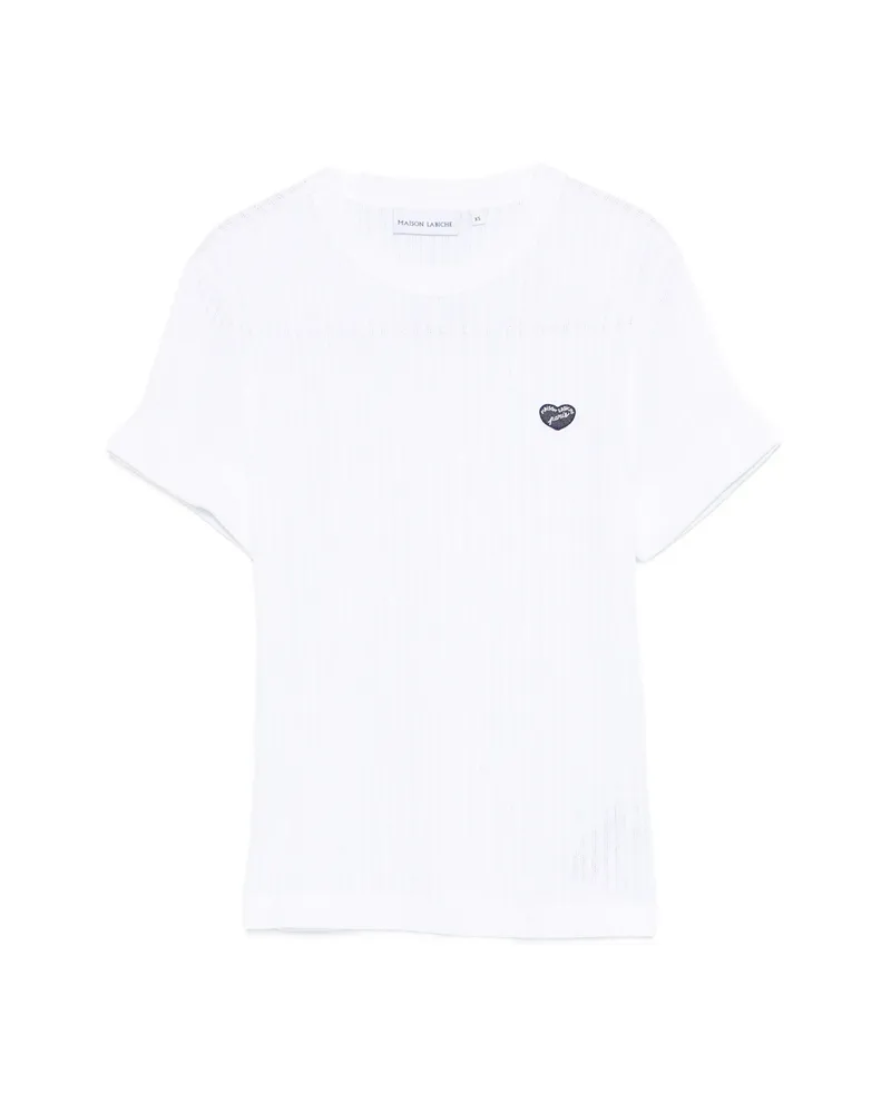 Maison Labiche Ribbed Heart-appliqué T-shirt White