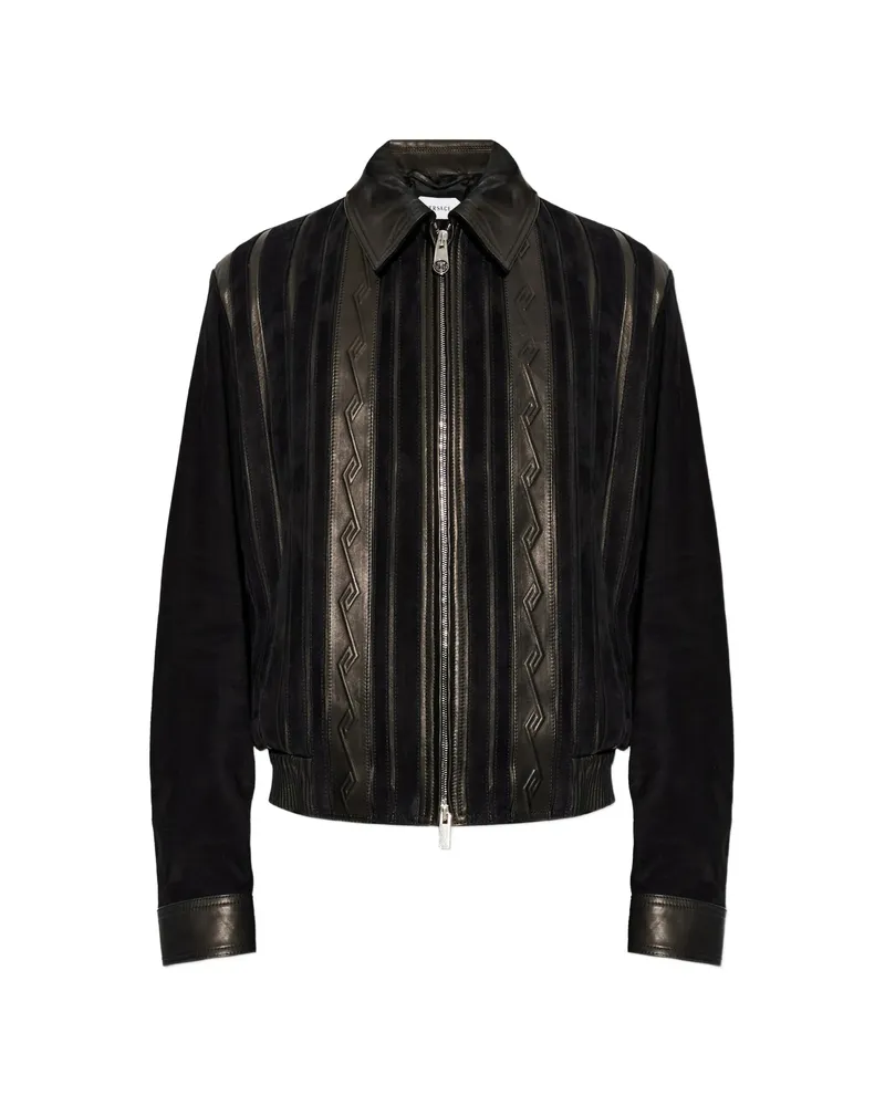 Versace Greca-embossed Panelled Jacket Black