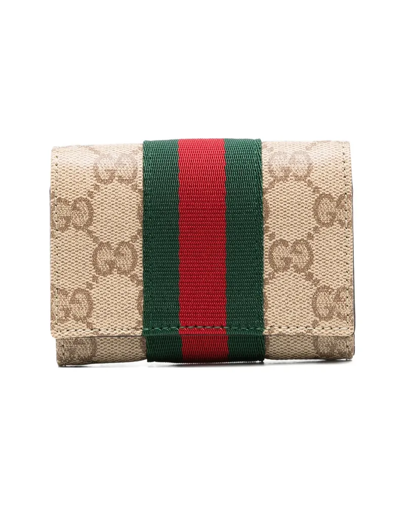Gucci GG Supreme Web-stripe Wallet Neutrals