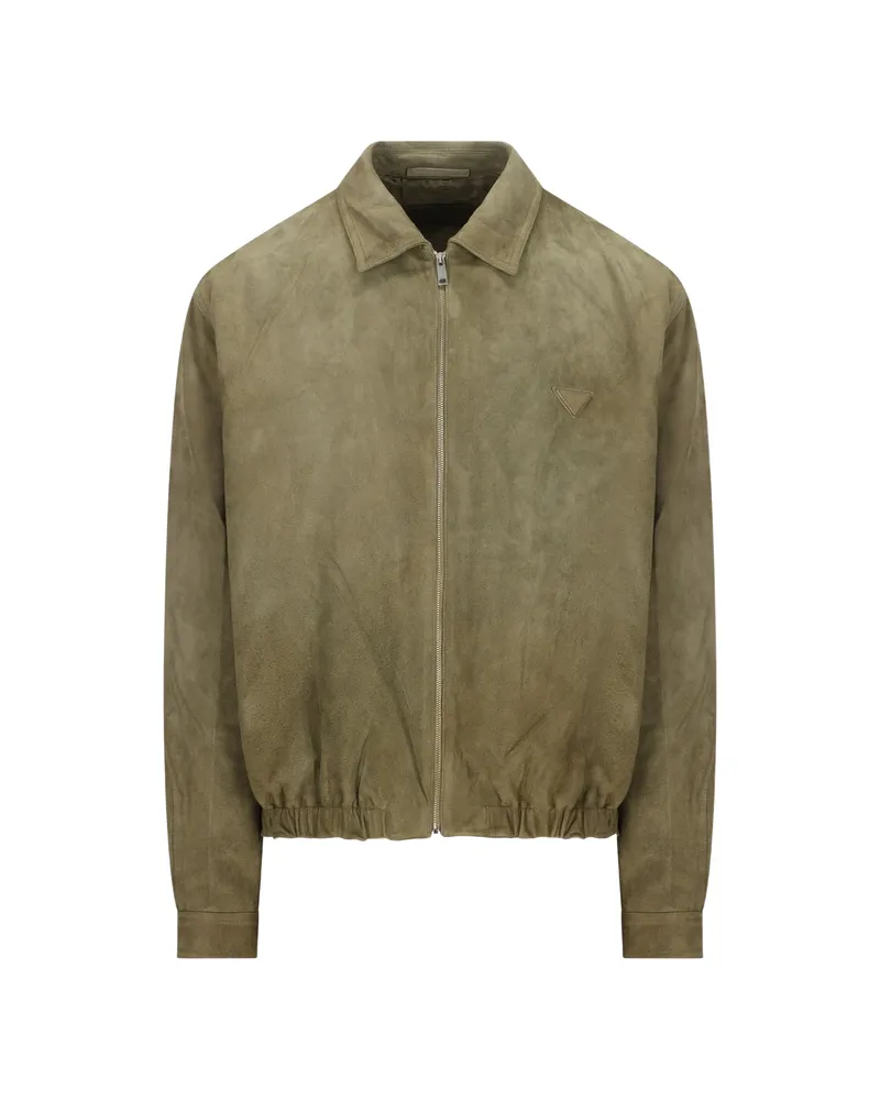 Prada Zip Fastening Lambskin Jacket Green