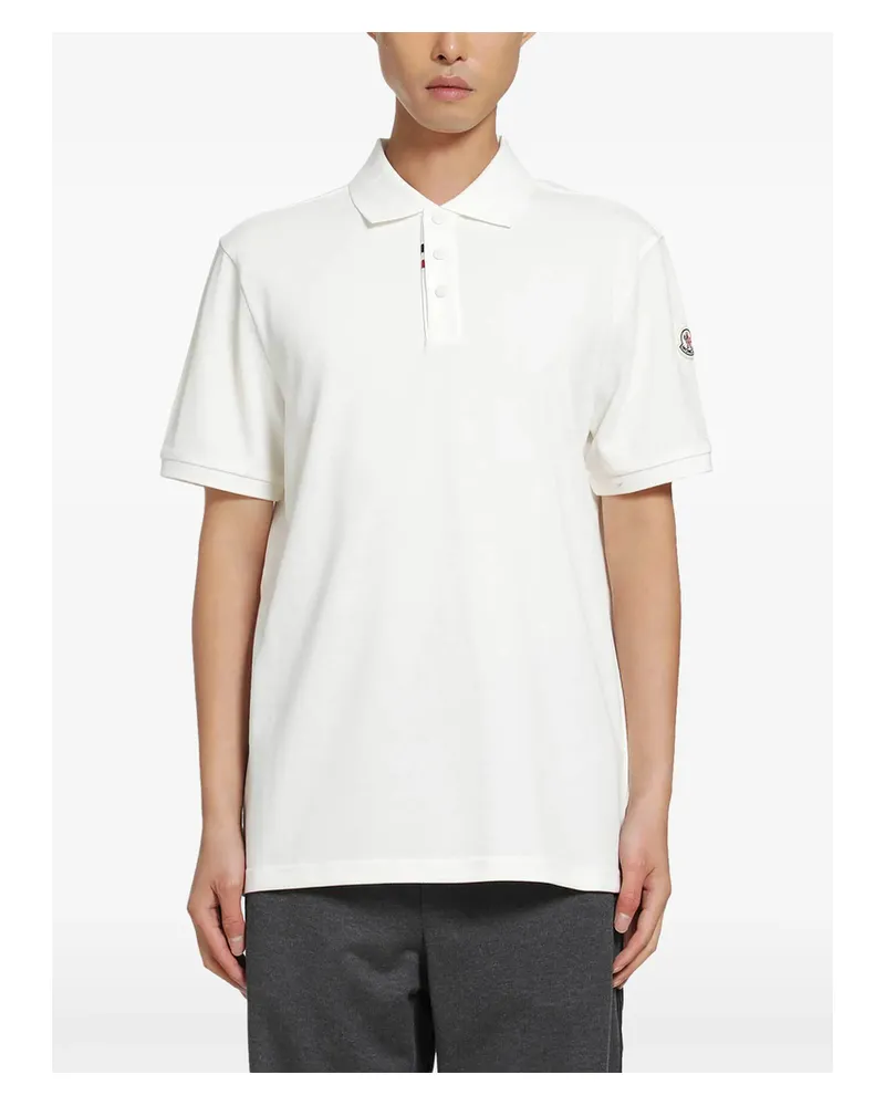 Moncler Logo Cotton-piquet Polo Shirt White